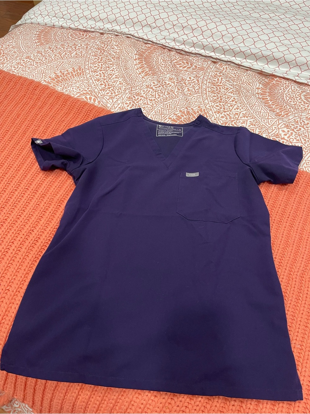 Figs womens Deep Purple V-Neck Short Sleeve Scrub Top